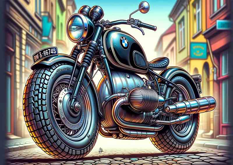 Cool Cartoon BMW R69S Motorcycle Art | Canvas