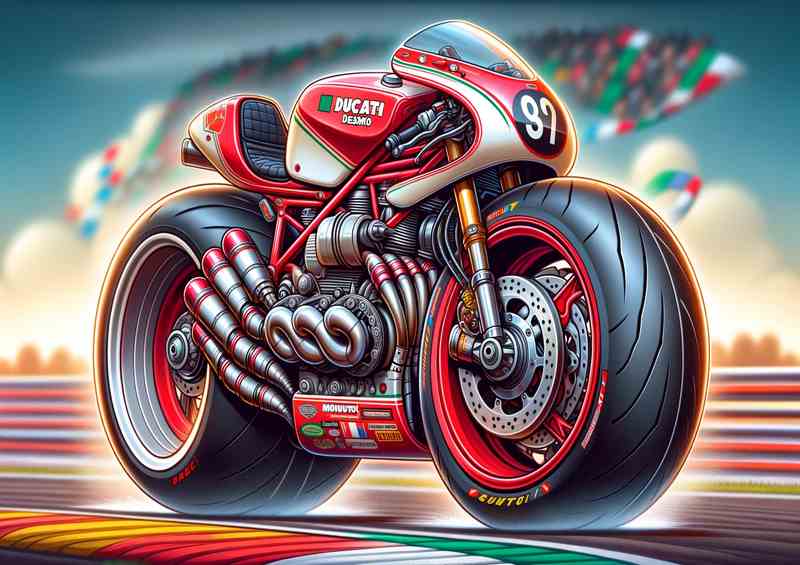 Cool Cartoon Ducati 350 Desmo Art | Canvas
