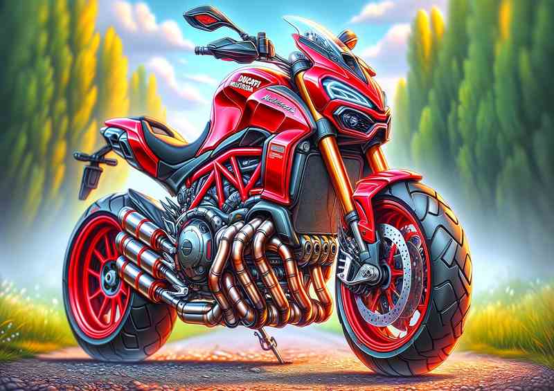 Cool Cartoon Ducati Multistrada Motorcycle Art_ | Canvas