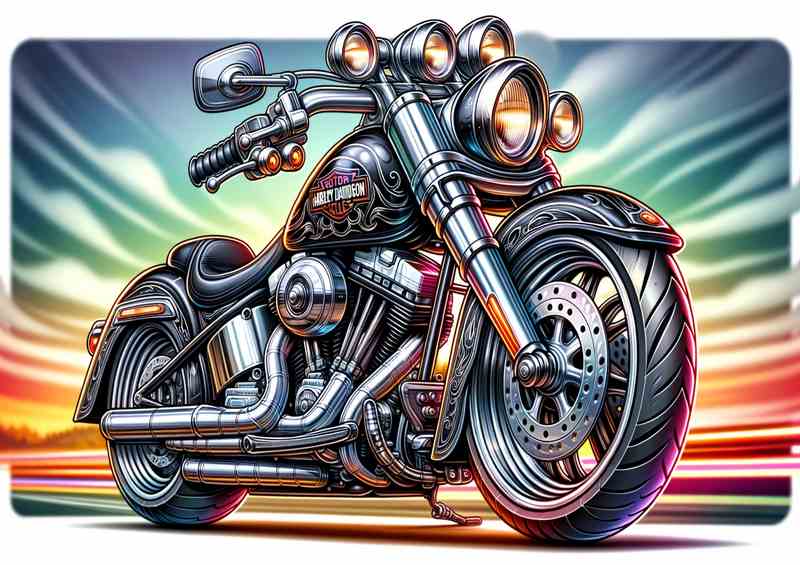 Cool Cartoon Harley Davidson Motorcycle Art | Canvas