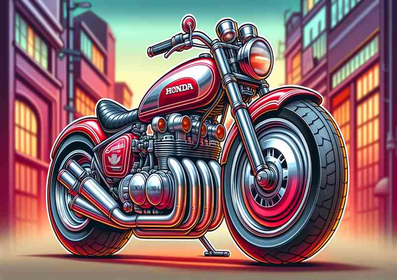 Cool Cartoon Honda 400 Four Motorcycle Art | Poster