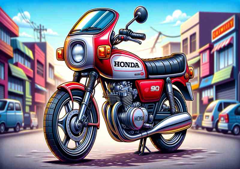 Cool Cartoon Honda 90 Motorcycle Art | Canvas