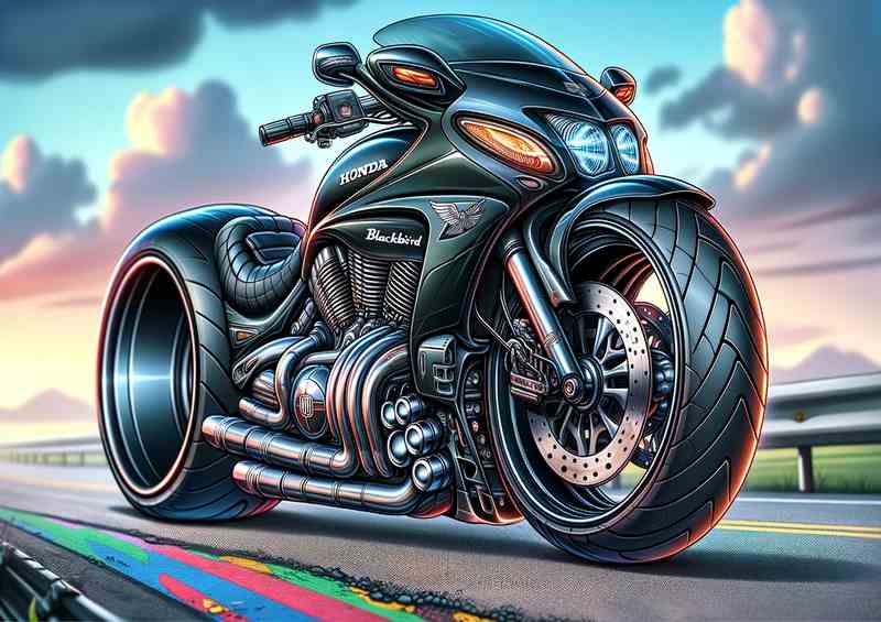 Cool Cartoon Honda Blackbird Motorcycle Art | Poster