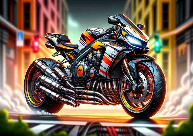 Cool Honda Urban Tiger Fireblade Motorcycle Art (Canvas)