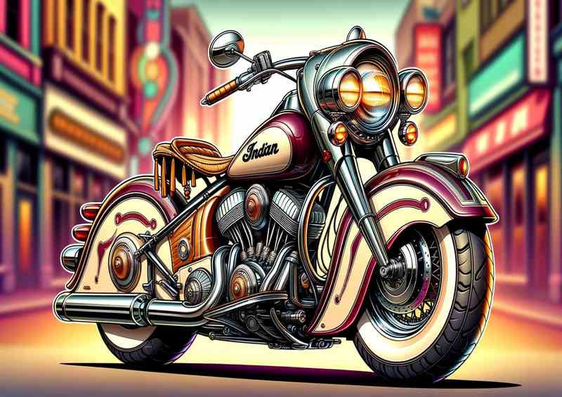 Cool Cartoon Indian Chief Vintage Motorcycle Art | Canvas