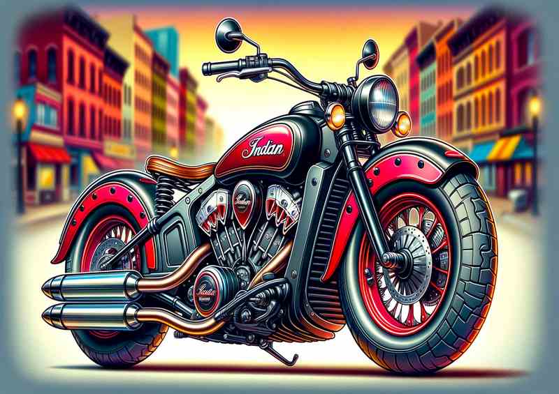 Cool Cartoon Indian Scout Motorcycle Art | Canvas
