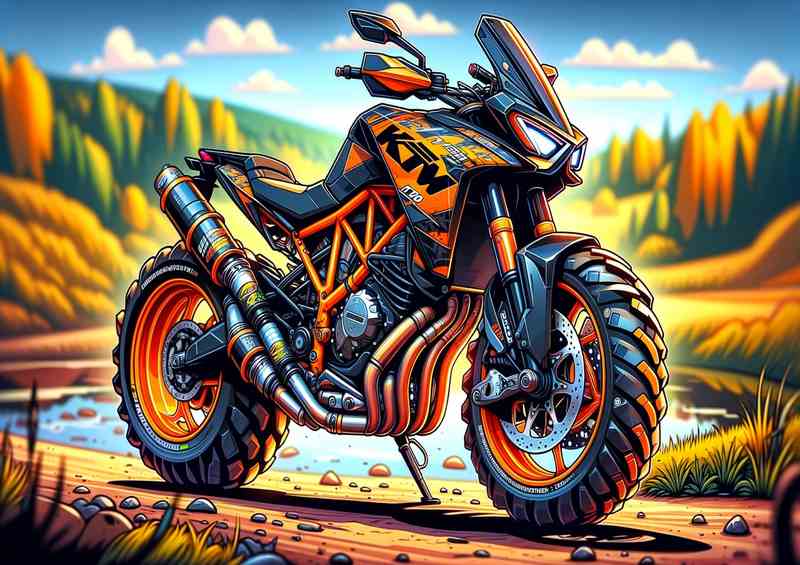 Cool Cartoon KTM 1190 Motorcycle Art | Poster
