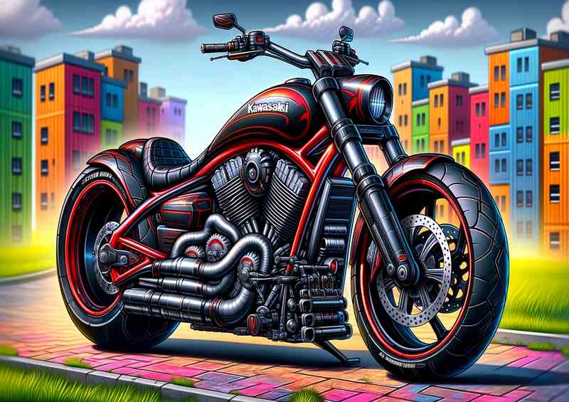 Cool Cartoon Kawasaki Eliminator Motorcycle Art | Canvas