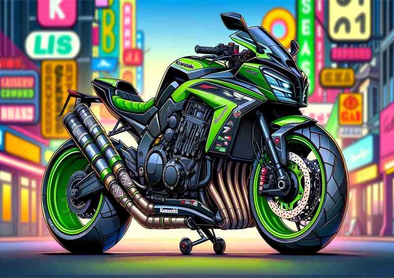 Cool Cartoon Kawasaki Z900 Art | Poster
