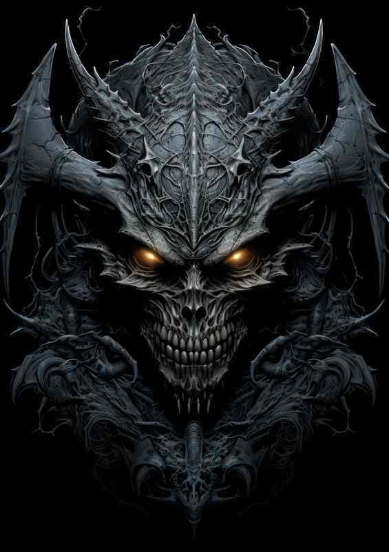 A black Dragon with fire yellow eyes | Poster