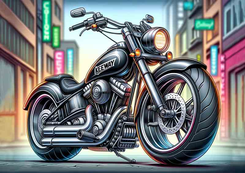 Cool Cartoon Keeway Cruiser 250 Motorcycle Art | Poster