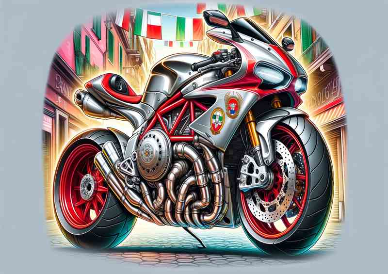 Cool Cartoon MV Agusta 600GT Motorcycle Art | Canvas