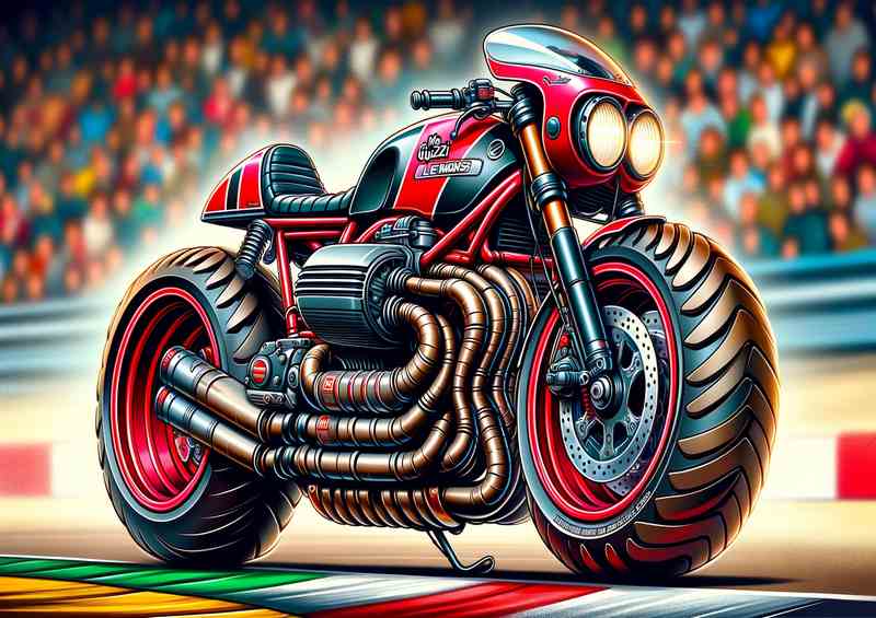 Cool Cartoon Moto Guzzi Le Mans Motorcycle Art | Metal Poster