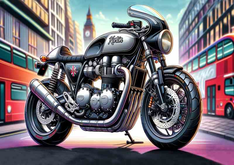 Cool Cartoon Norton Commando 961 Motorcycle Art | Poster