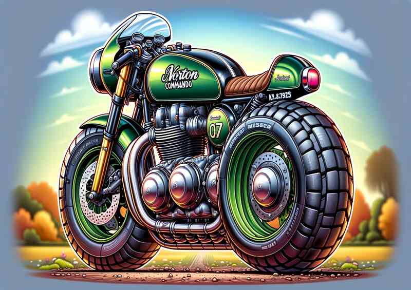 Cool Cartoon Norton Commando Motorcycle Art | Di-Bond