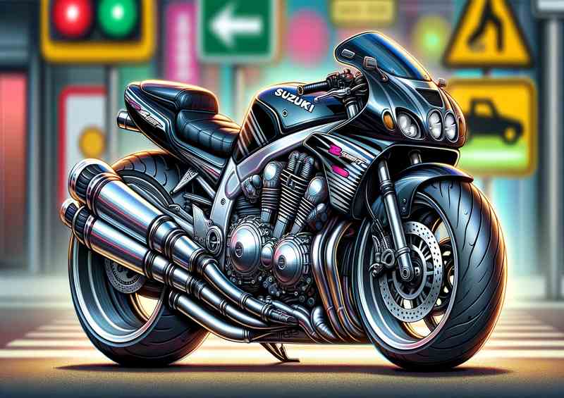 Cool Cartoon Suzuki 600 Bandit Motorcycle Art | Canvas