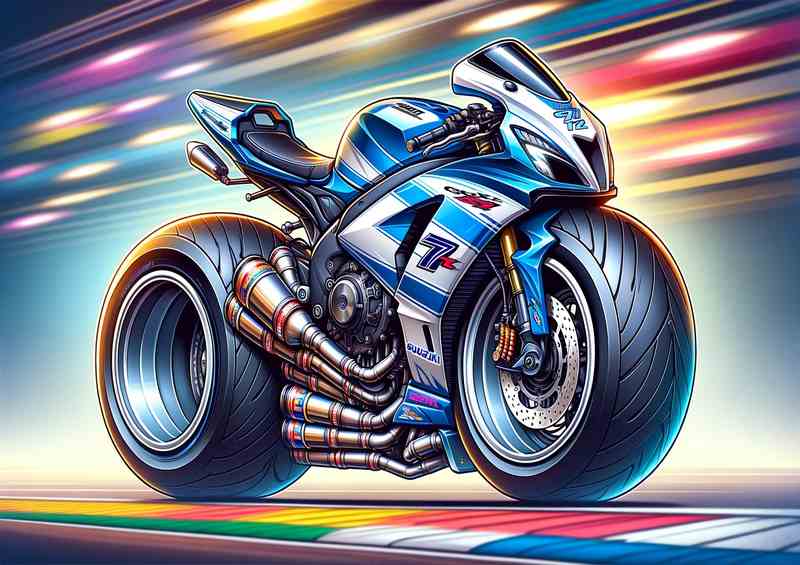 Cool Cartoon Suzuki GSXR750 Motorcycle Art | Canvas