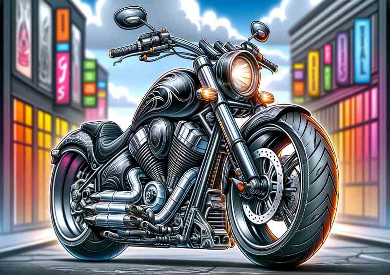 Cool Cartoon Suzuki Intruder Motorcycle Art | Poster