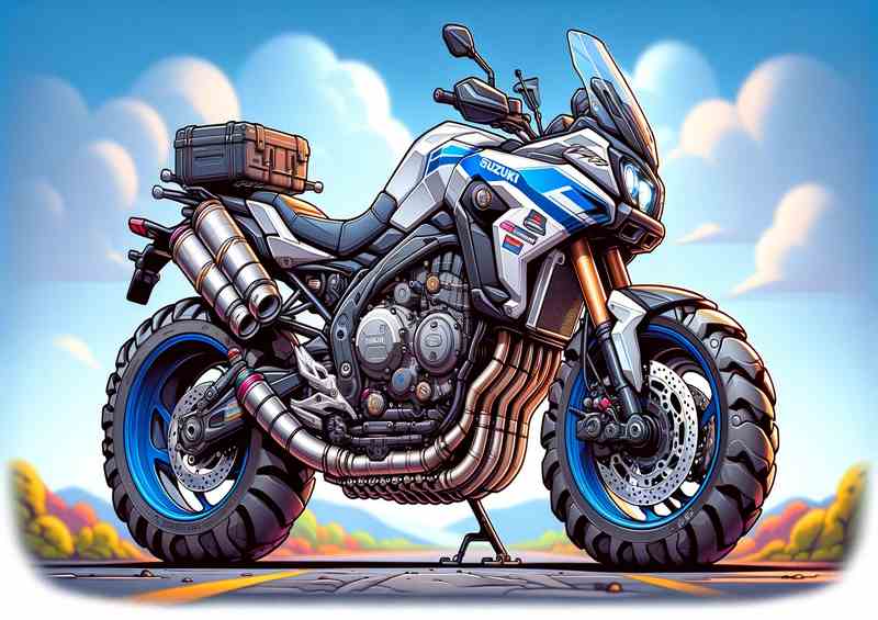 Cool Cartoon Suzuki V Strom 650 Motorcycle Art | Canvas