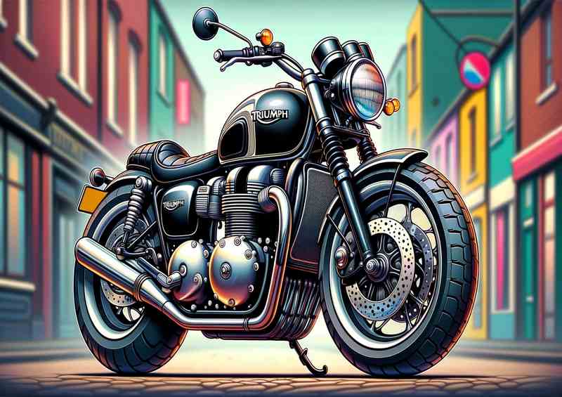 Cool Cartoon Triumph Bonneville Motorcycle Art | Canvas