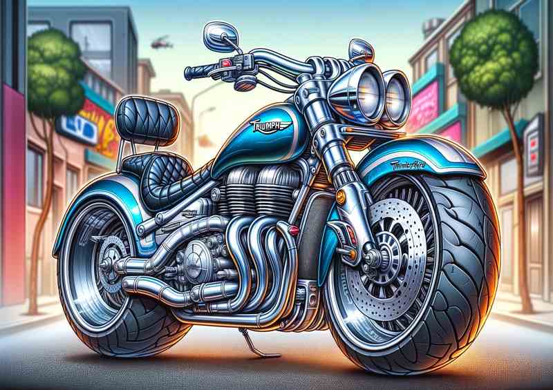 Cool Cartoon Triumph Thunderbird 900 Motorcycle Art | Canvas