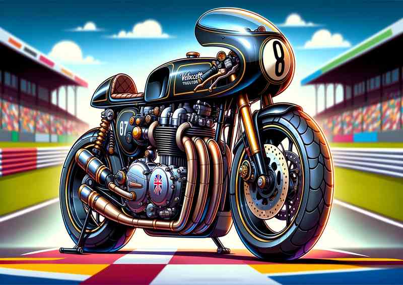 Cool Cartoon Velocette Thruxton Motorcycle Art | Di-Bond