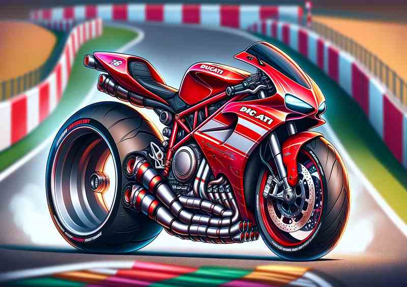 Ducati 916 Motorcycle Art cartoon style | Di-Bond