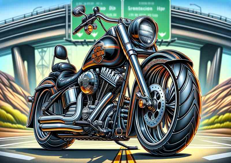 Harley Davidson Motorcycle Art A cartoon style | Di-Bond