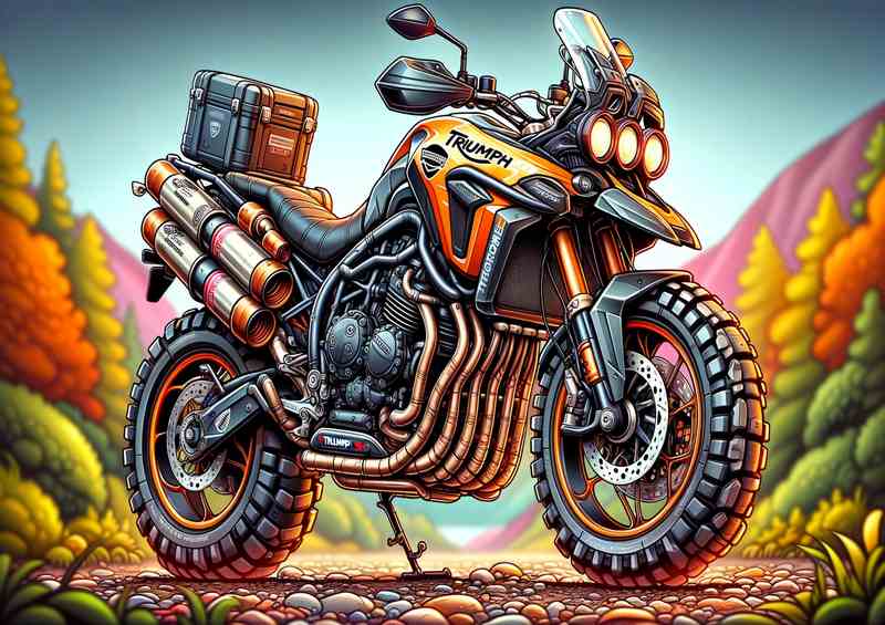 Triumph Tiger 900 Motorcycle Art A cartoon style | Di-Bond