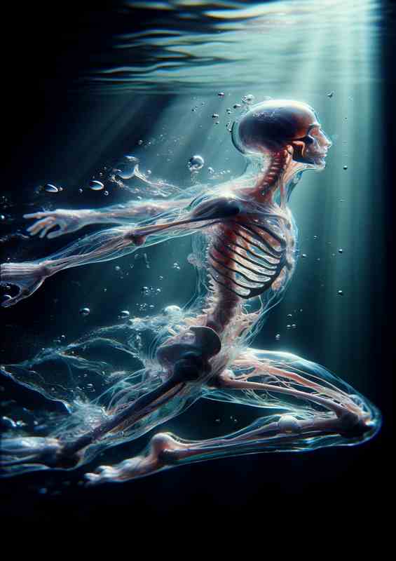 Anatomy Transparent Aquatic Humanoid Creature | Metal Poster