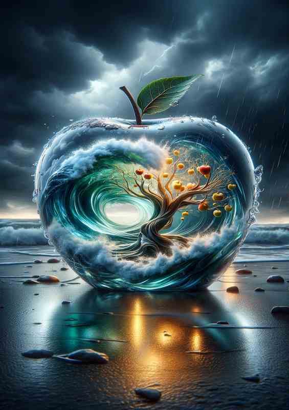 Surreal Aquatic Apple Artistic Concept Creation | Poster