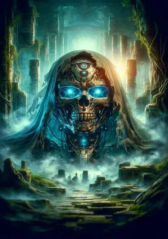 Cyber Skull Entity in Ruins | Poster