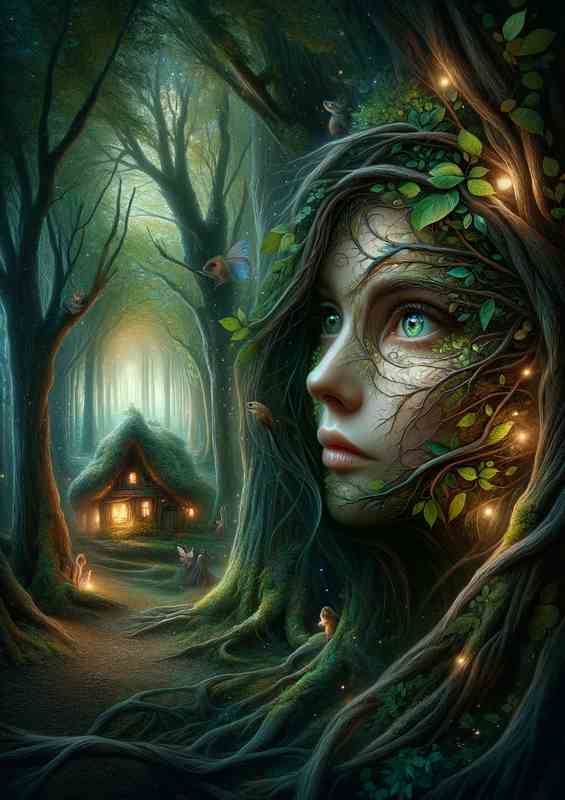 Ethereal Forest Whisper Portrait - Enchanting Woman