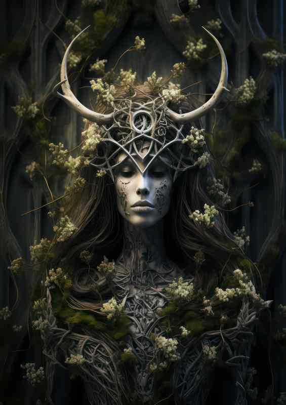 A pentagram is surrounded by trees green | Poster