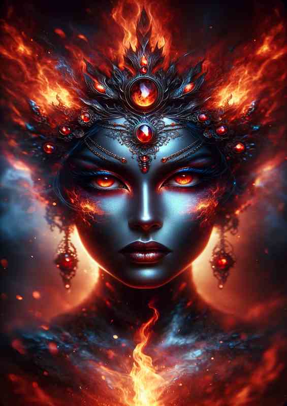 Mystical Fire Goddess with Intense Gaze | Canvas