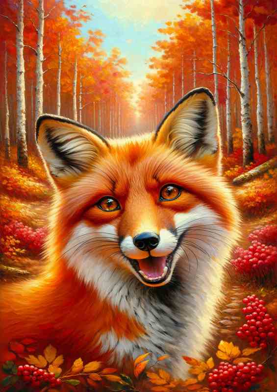 Autumn Woods the head of a spirited fox | Di-Bond