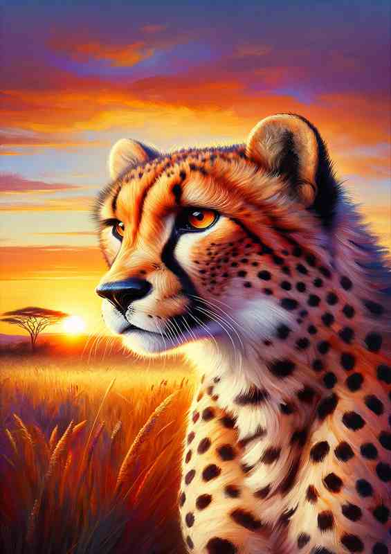 Elegant Cheetah in Savanna Sunrise | Poster