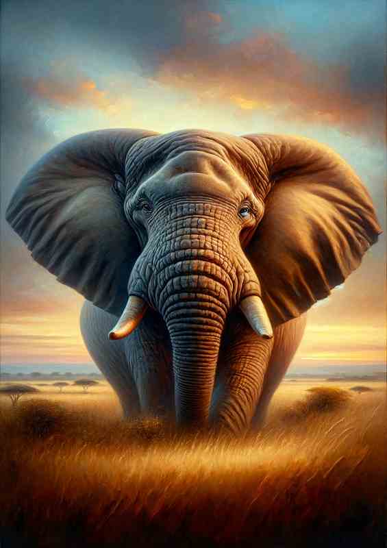 Elephant in Savannah Dawn | Poster