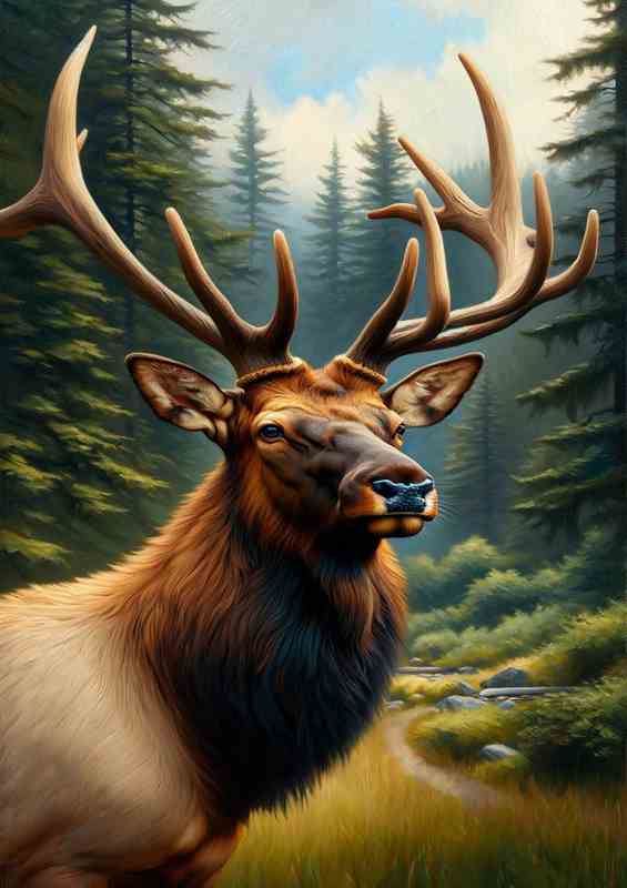 Elk in Forest Setting head of a majestic elk | Di-Bond