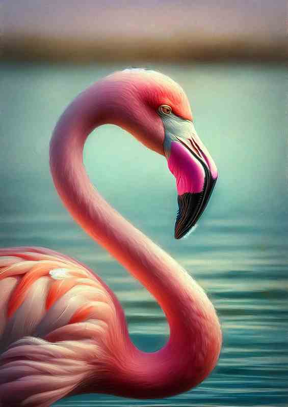 Flamingo Serenity in the style of Oil Painting Beauty | Di-Bond