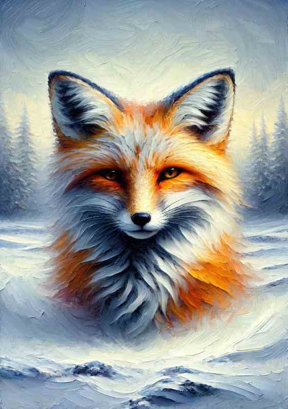 Fox in Snowy Terrain in the winter time | Canvas