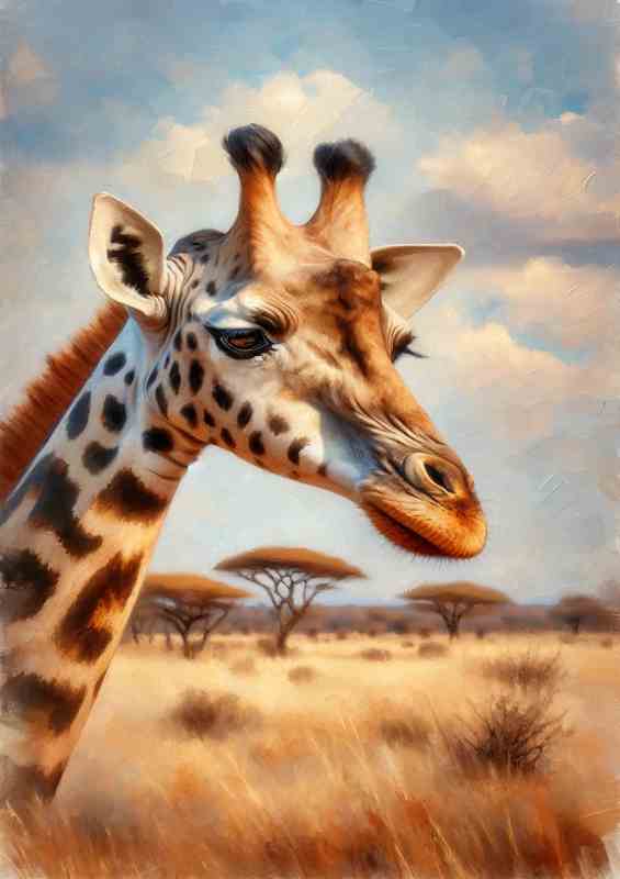 Gentle Giraffe in Natural Habitat in the savannah | Poster