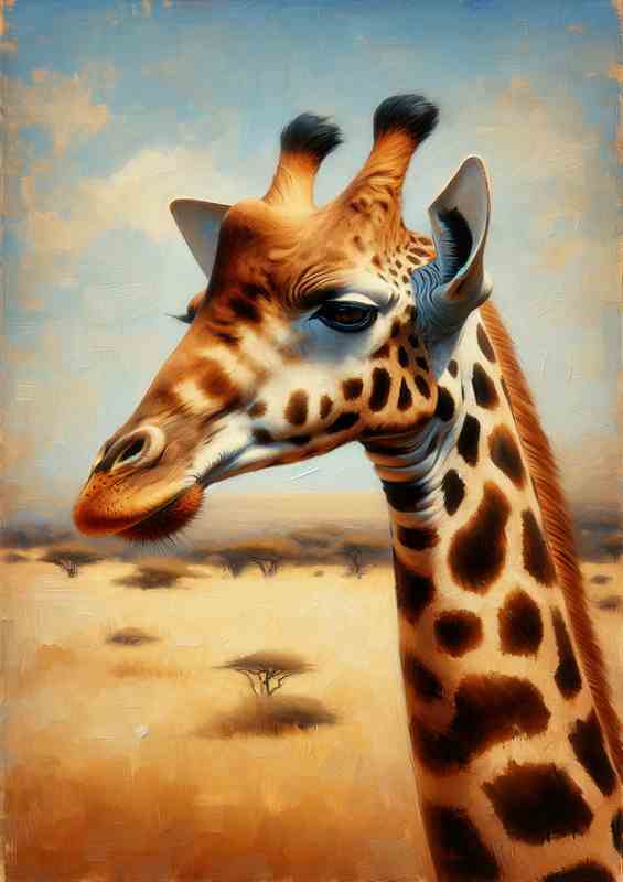 Giraffe Grace on the savannah style art | Di-Bond