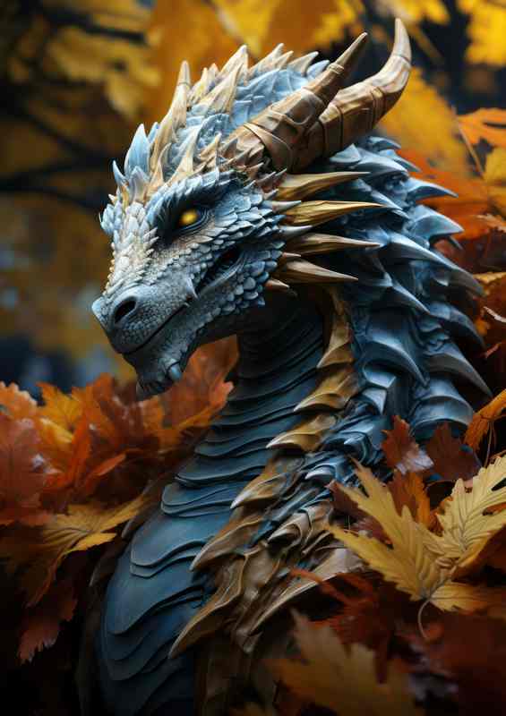 Big Dragon is seen in the autumn leaves | Canvas