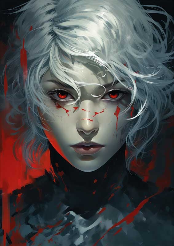 Shoku ghoul with red eyes and distintive hair | Canvas