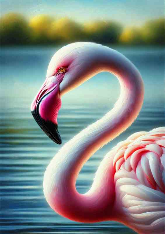 Graceful Flamingo Serenity Oil Painting Beauty look | Poster