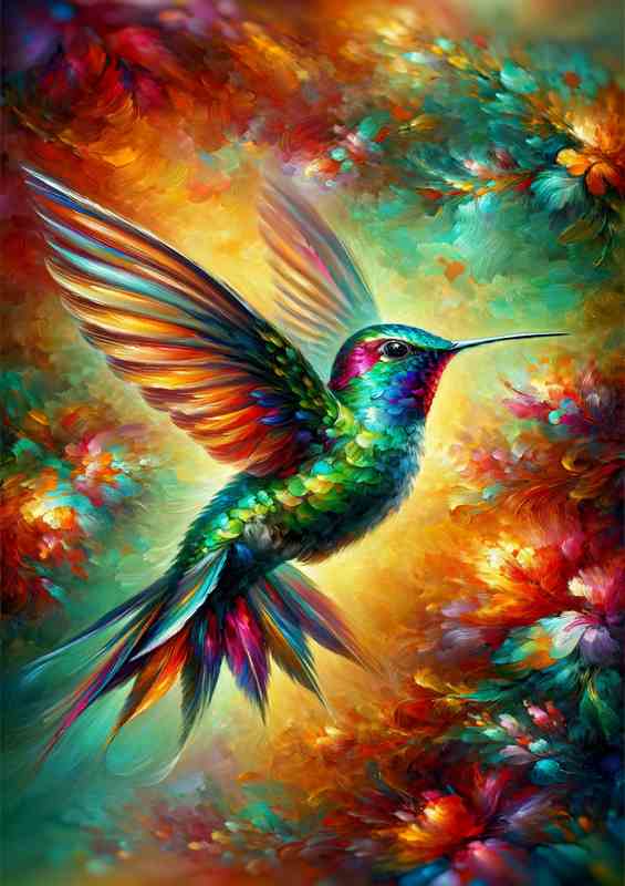 Hummingbird Magic in a Oil painted look | Di-Bond