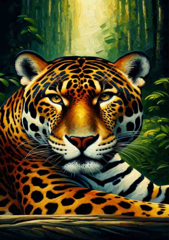 Jaguar in Jungle Ambiance Oil Painting look | Canvas