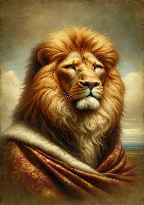 Lion King head Classic Oil Painting style regal | Canvas