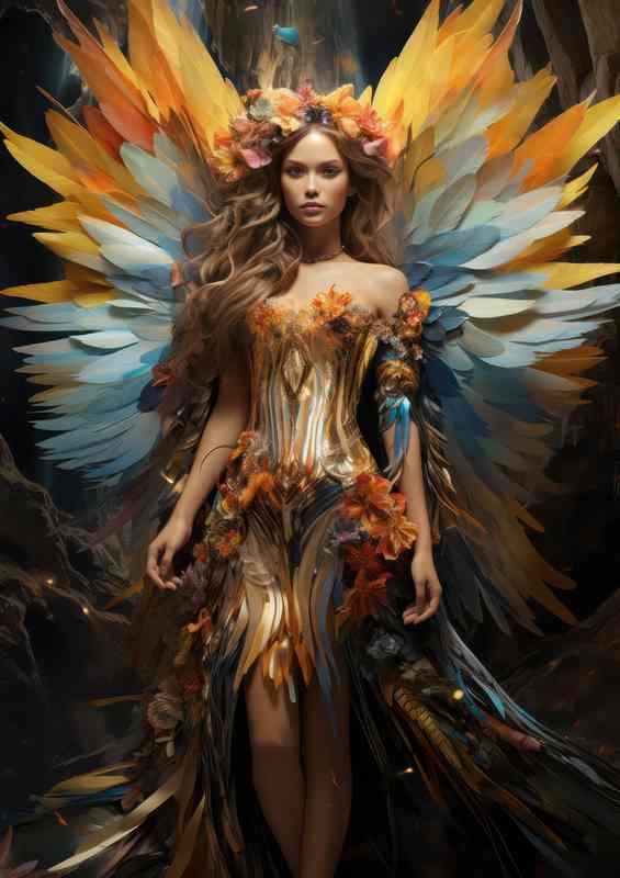 Bright colored angel with wings standing | Poster